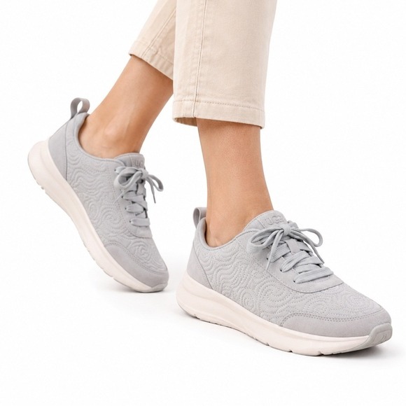 UGG Shoes - UGG Women's Sneakers Gray Size 8 Quilted Suede Lace Up Comfort Casual